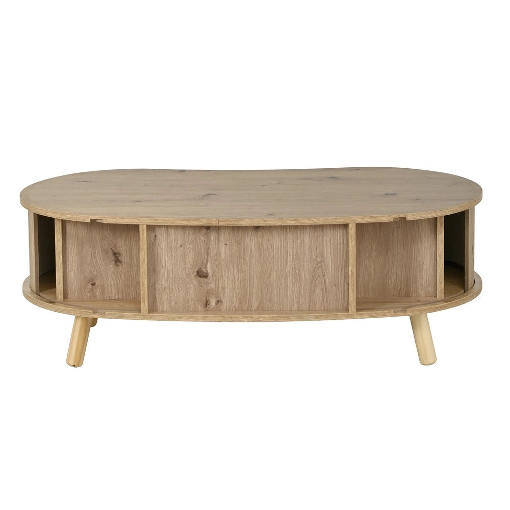 Tavolino da Caff¨¨ con 2 Ante Scorrevoli ¨C Xylo ¨C MDF, Legno Massello, Effetto Legno