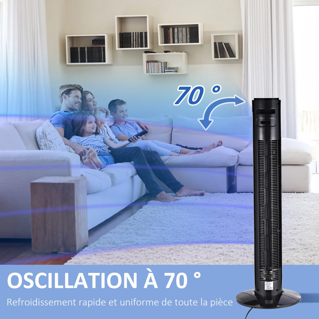 Ventilatore a colonna silenzioso 45W ¨C zephmum ¨C 96 cm nero