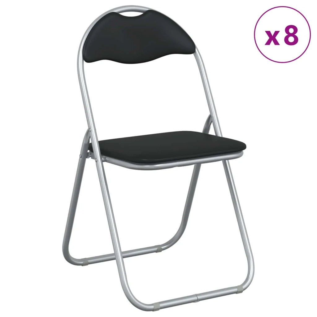 Sedia pieghevole 8 pz | Sedie da cucina Nero e Grigio 48 x 43,5 x 81 cm