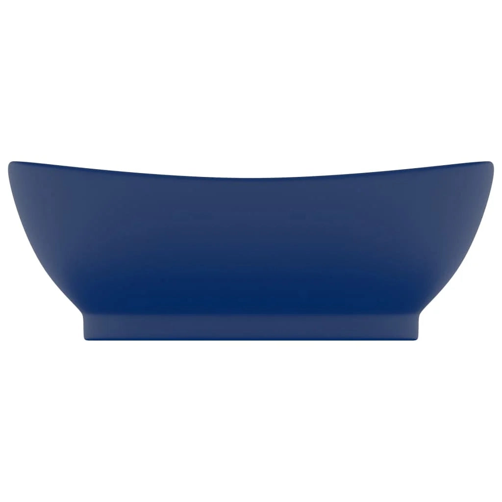 Lavabo ovale di lusso con troppopieno lavabo da appoggio lavabo da bagno uso interno 58,5 x 39 cm ceramica blu scuro opaco 02_0002677