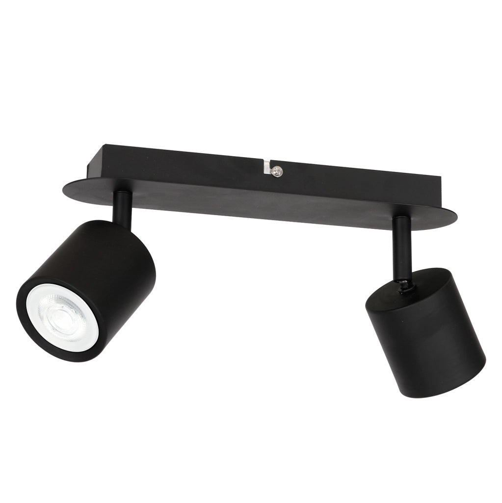Plafoniera barra 2 faretti neri orientabili GU10 Demia Luminex