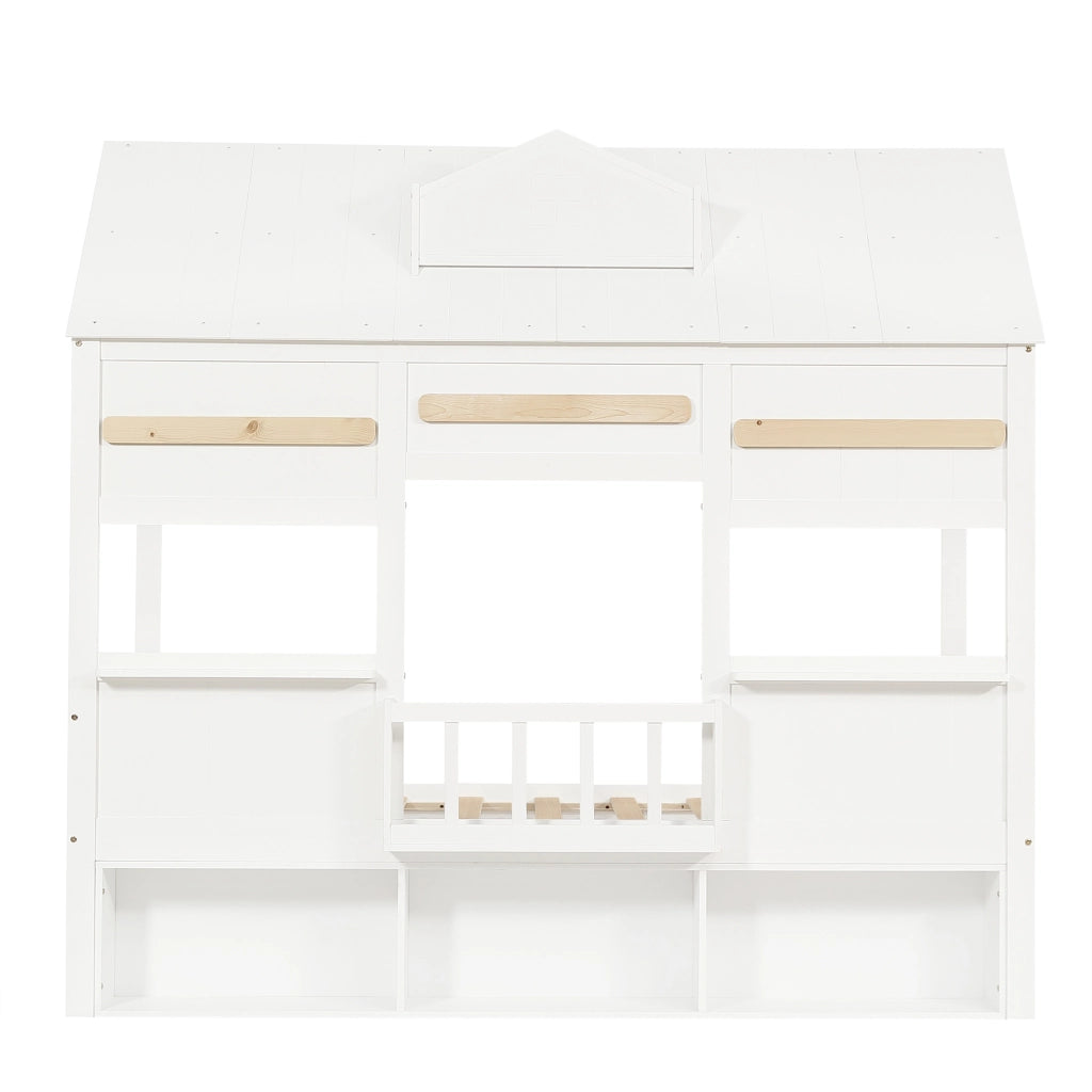 Letto a Soppalco per Bambini con Libreria ¨C MINIMAL ¨C Pino/MDF, Bianco, 90x200
