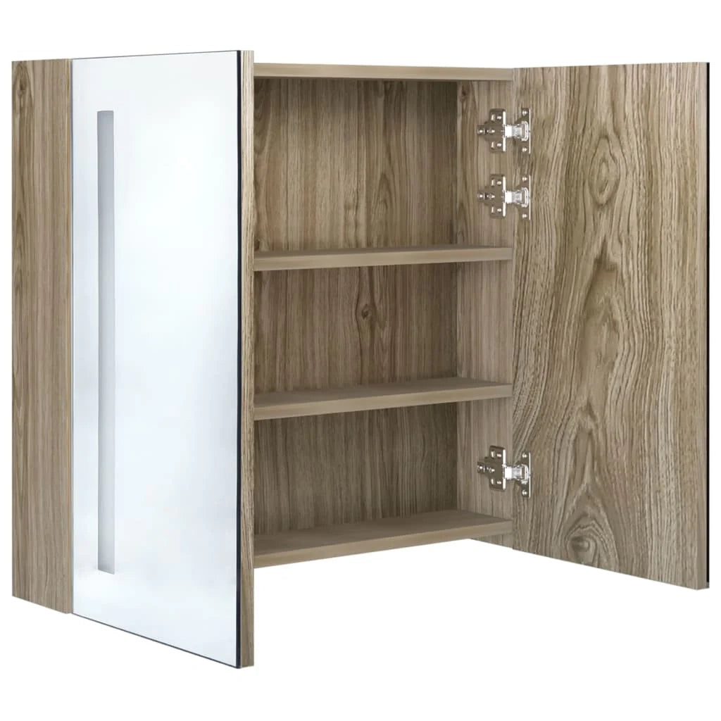 Mobile da bagno con specchio LED 62 x 14 x 60 cm rovere 02_0006592