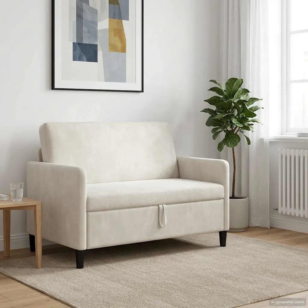 Divano con Storage Crema 122 x 78 x 87 cm Poliestere 42036913