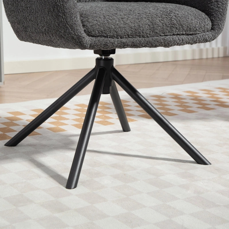 Poltrona girevole con seduta imbottita e braccioli integrati in poliestere grigio per relax quotidiano 58,5 × 59 × 78,5 cm