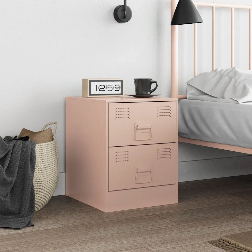 Comodino-Tavolino da notte Rosa 34,5x39x44 cm in Acciaio 491127