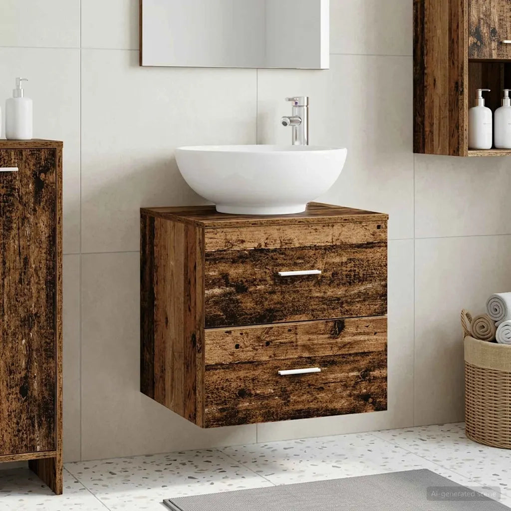 Mobile Lavabo da Parete Legno antico 49,5 x 44,5 x 66,5 cm