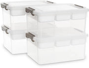Cassetto di Stoccaggio 16L - Kunststof con Coperchio - Scatole Rafforzate - Cassetto per Gli Strumenti/Manutenzione - Piastra di Supporto Rimovibile - Scatole di Stoccaggio