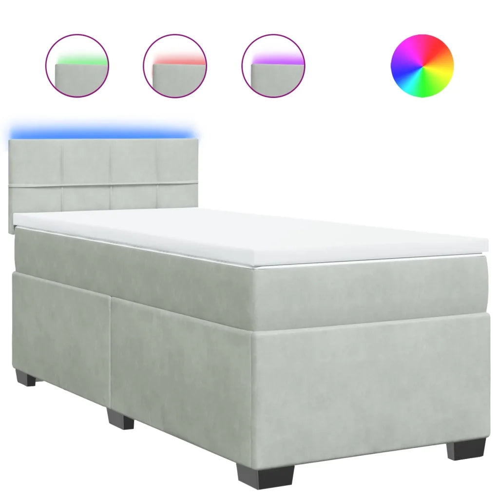 Giroletto a Molle con Materasso-Struttura Letto Grigio Chiaro 90x200 cm Velluto 575479