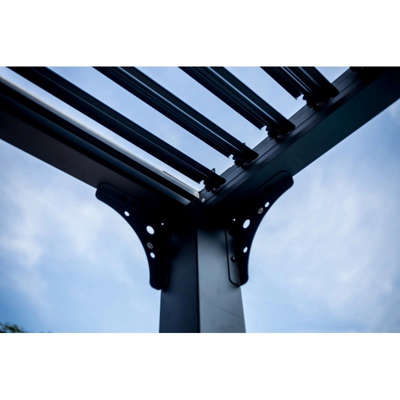 Pergola bioclimatica da giardino in alluminio 360x300 cm – tettoia con lamelle orientabili manuali 90° – grigio antracite – PER3630BI Foresta