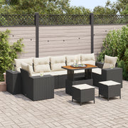 Set di Divani da Giardino a 10 Pezzi con Cuscini Nero Rattan Polietilene