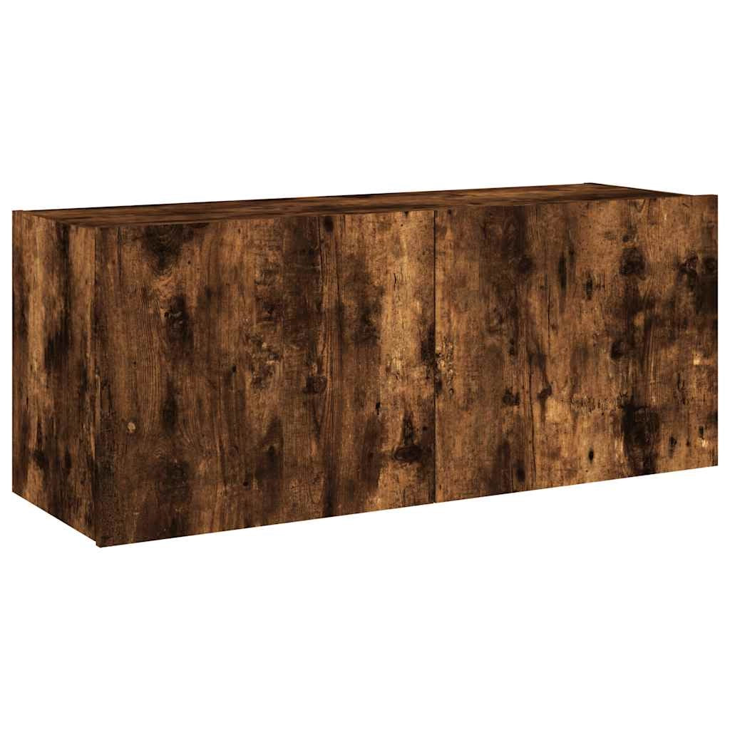 Mobile TV a Parete con Luci LED Rovere Fumo 100x35x41 cmcod mxl 110178