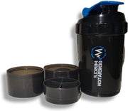 Shaker proteine 600 ml - shaker fitness con spirale metallica - nero - inerte e BPA-free - ottimale per shake proteici.