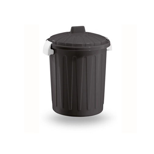 Pattumiera Bidone con Coperchio Chiusura a Ganci 8 Litri Grigio