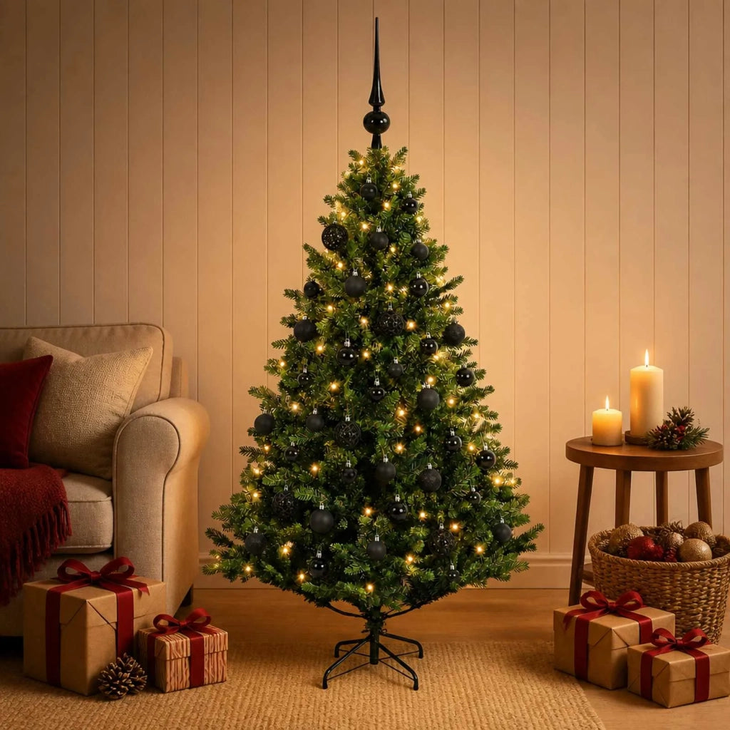 Albero di Natale Artificiale con Palline 150 cm 150 LED 3465586