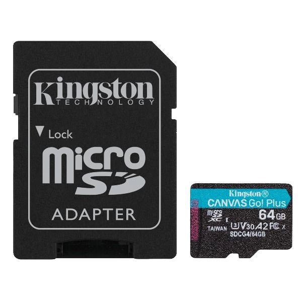 Kingston technology scheda microsdxc canvas go plus gen4 200mb/s a2 u3 v30 da 64 gb + adattatore - SDCG4/64GB
