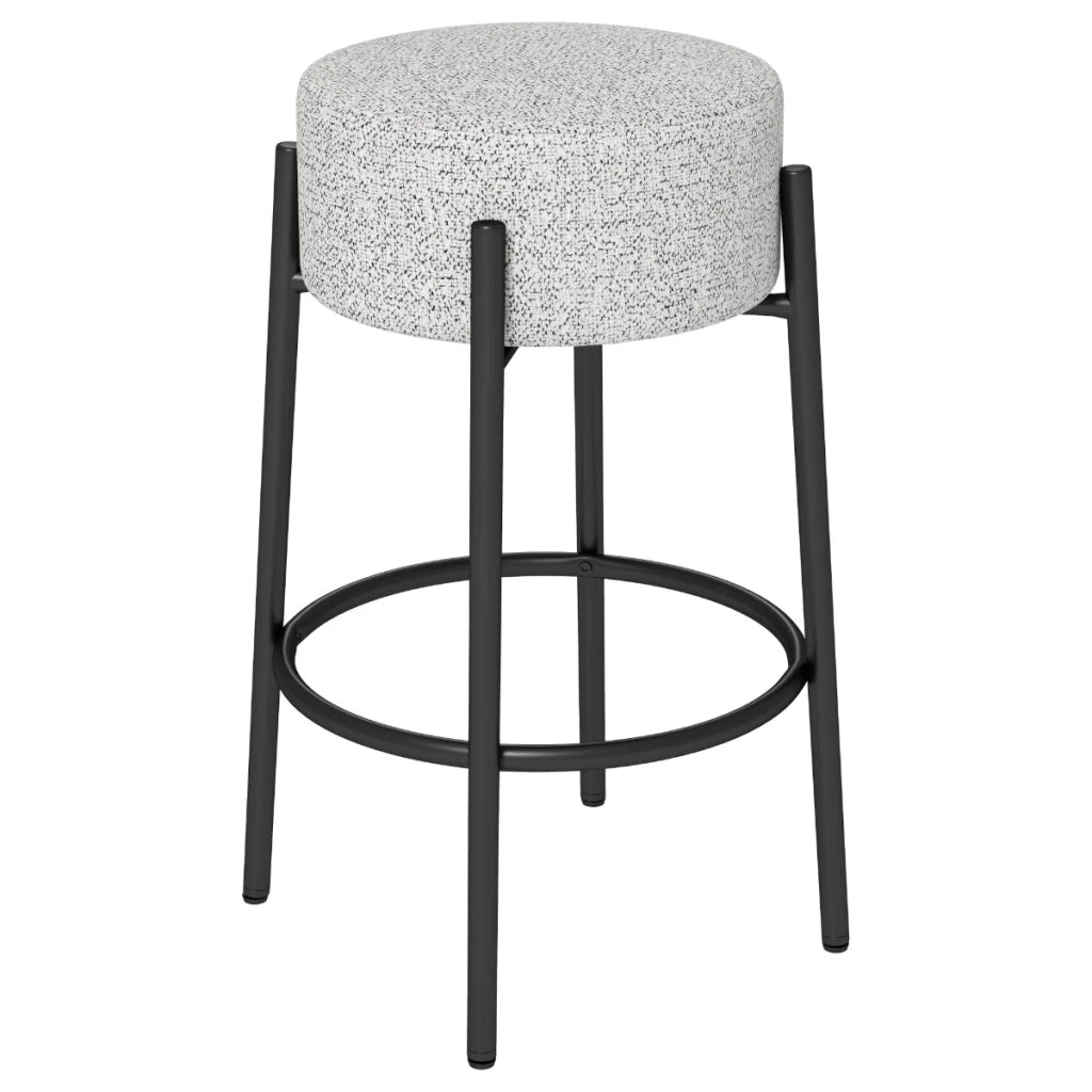 Sgabello da bar senza schienale altezza 68 cm seduta rotonda imbottita comfort ottimizzato design moderno in lino grigio 20_0014161