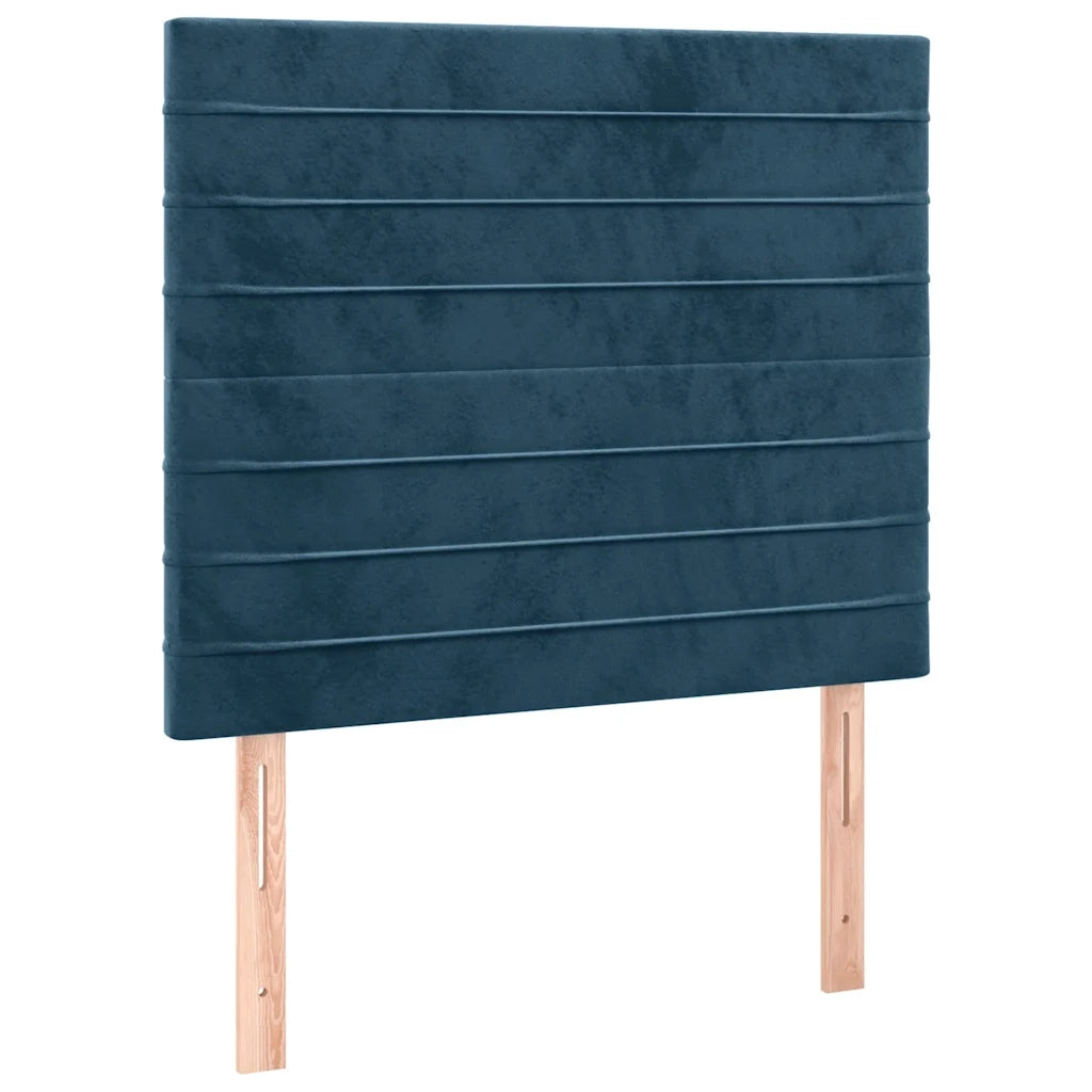 Letto singolo | Letto per adulti | Letto a Molle con Materasso e LED Blu Scuro 90x200cm in Velluto