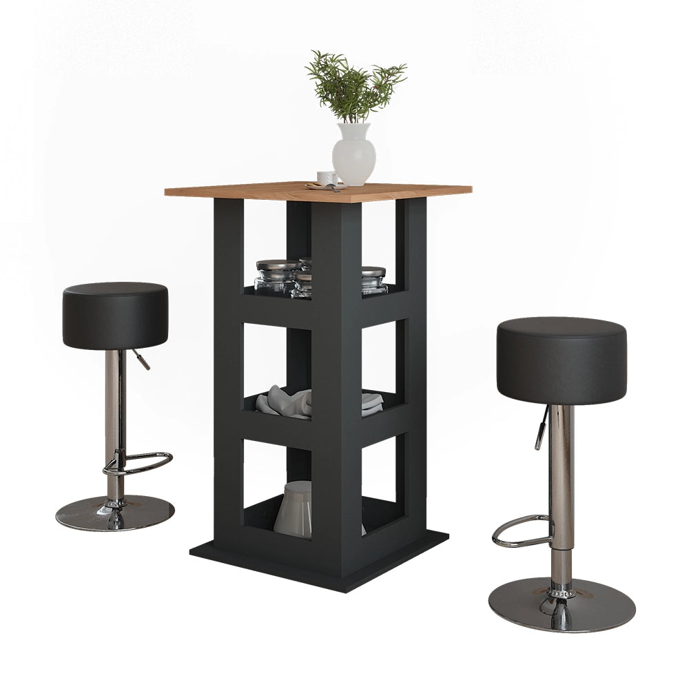 Vicco tavolo bar con sgabelli Quercia dorata/antracite 65 x 65 cm con 2 sgabelli da bar