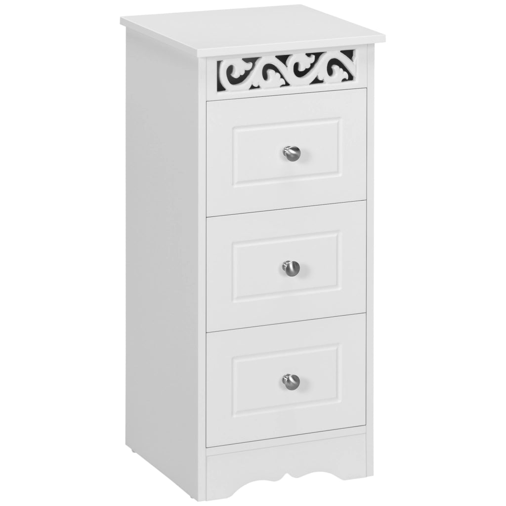 Mobiletto Multiuso con Cassetti, Mobiletto Basso in MDF grado E1 29.8x29.8x68.5cm bianco