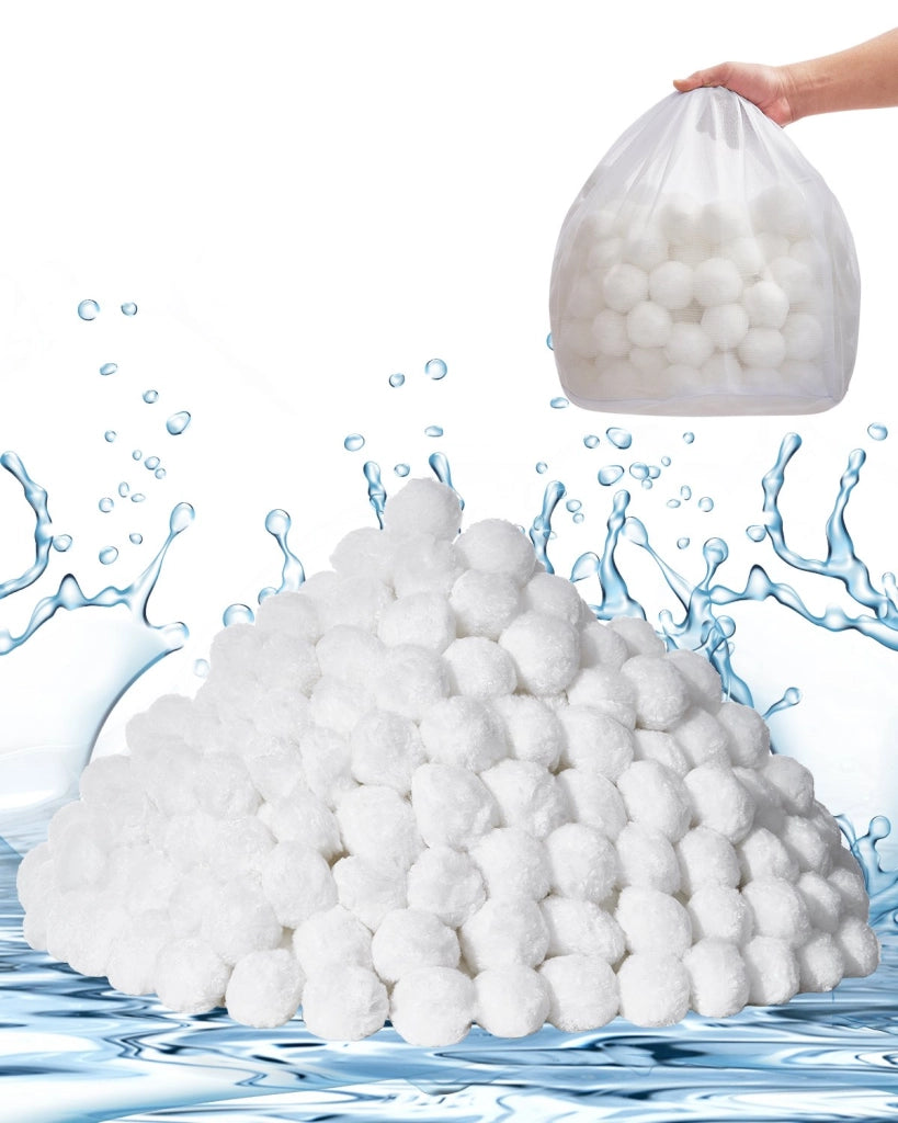 Palline Filtranti per Piscina per Filtro a Sabbia, 2,09 kg, Materiale Filtrante in Fibra di Poliestere Bianco Riutilizzabile con Sacchetto Lavaggio, p