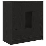 Credenza | Madia | Buffet da pranzo | Armadio da pranzo con Cassetti e Ante Rovere Nero 70,5x34x74,5 cm