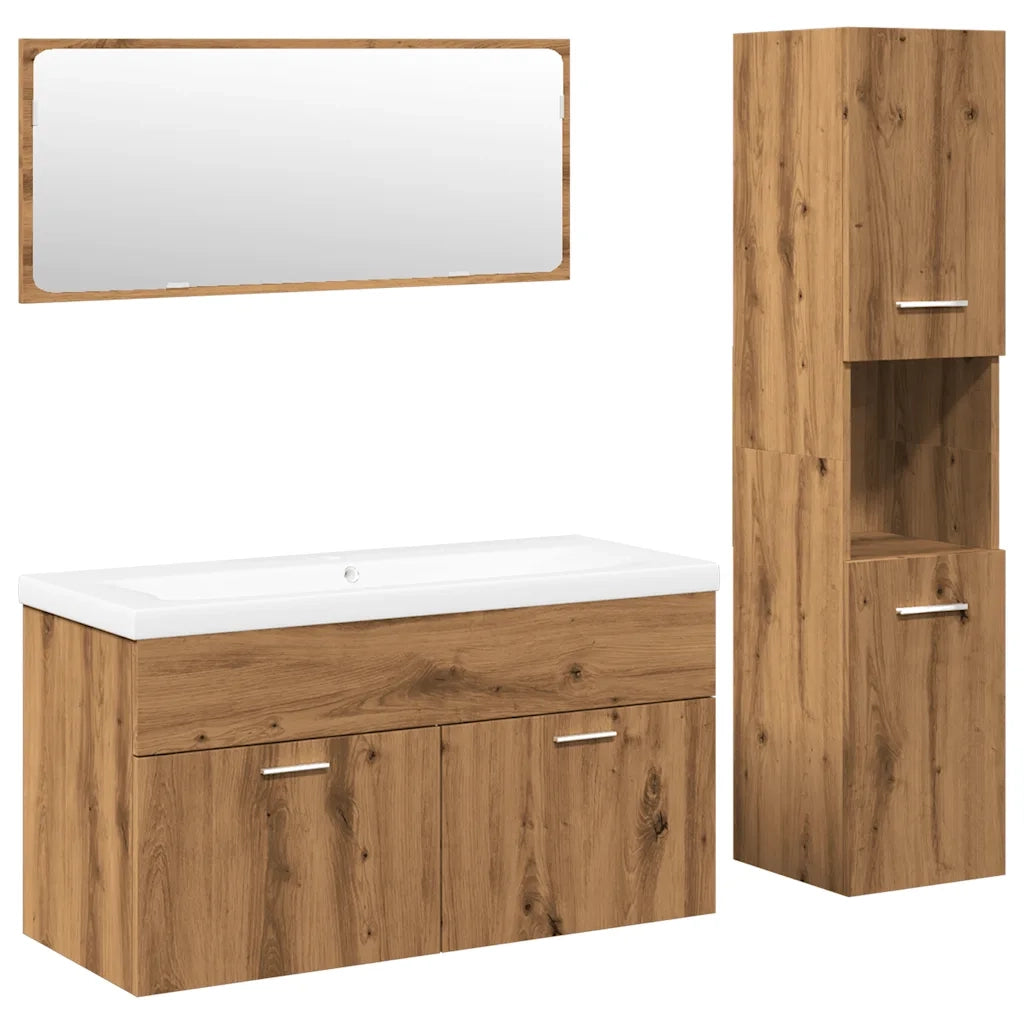Set Mobili da Bagno 4 pz Rovere Artigianale Legno Multistrato 3328600