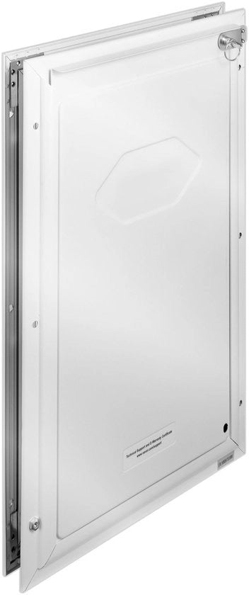 Porta per Animali, 11,3 x 16,02 pollici, Struttura in Alluminio con Fessura e Coperchia, Resistente al Tempo (Bianco)
