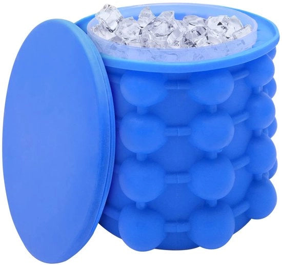 Semifreddo a Doppia Parete con Coperchio - Silicone - Semifreddo a Forma Compatta - Ideale per Campeggio/Picnic - 14 x 12 cm - Blu
