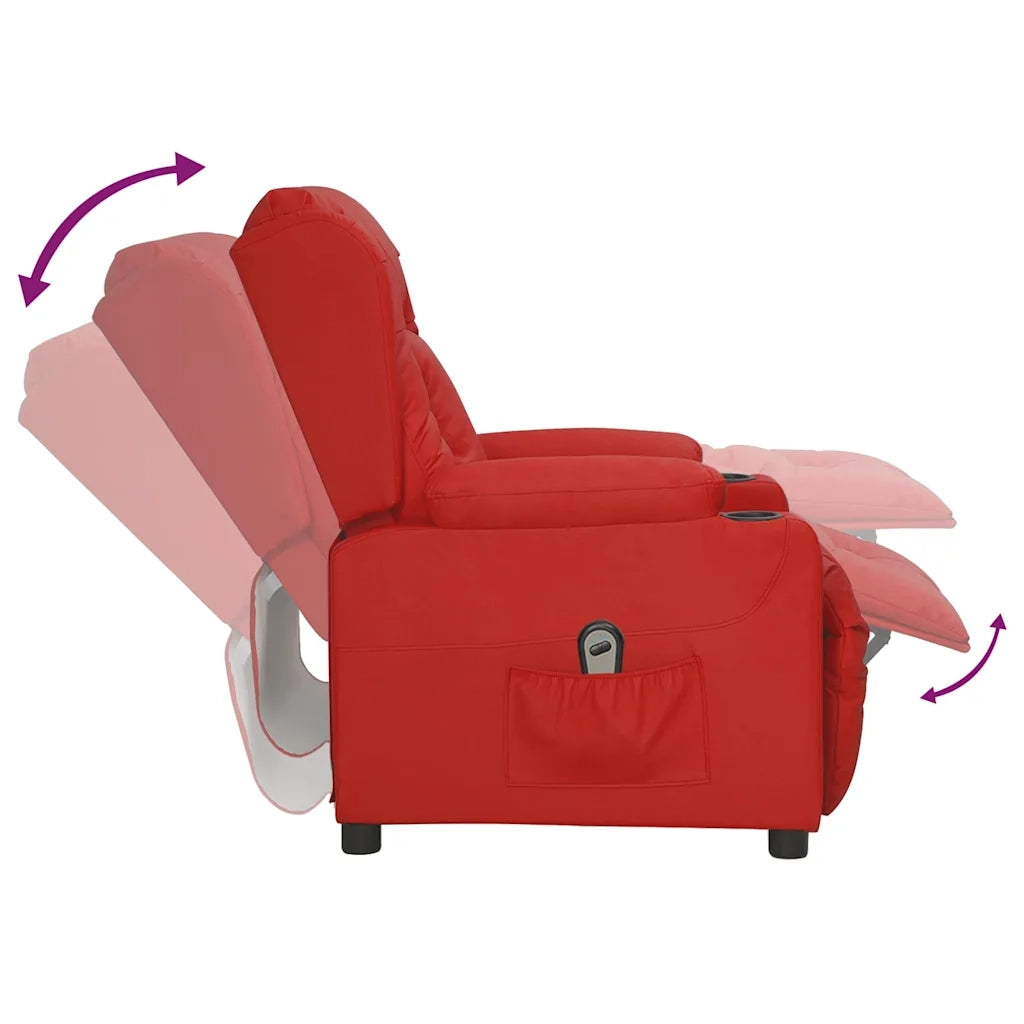 Divano Sedia-Poltrona Reclinabile Elettrica Rosso Vino in Similpelle 924797