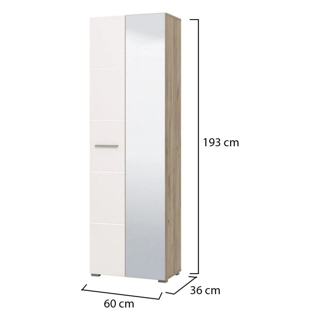 Armadio Camera da Letto Griante, Guardaroba 2 Ante Appendiabiti, 60x192.5h cm Bianco