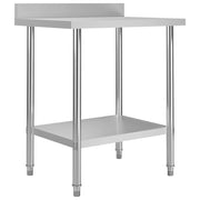 Tavolo da lavoro da cucina con alzatina 80 x 60 x 93 cm acciaio inox 02_0001909
