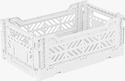 Contenitori di archiviazione pieghevoli, Scatola di plastica per archiviazione, Scatola pieghevole, Scatola da archiviazione stapabile (piccola, bianca)