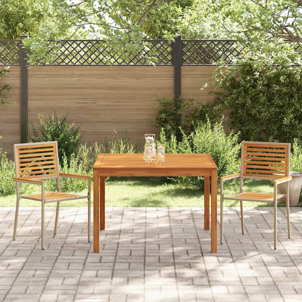 Set da Pranzo per Giardino 3 pcs Beige Legno di Acacia Massello 3365531