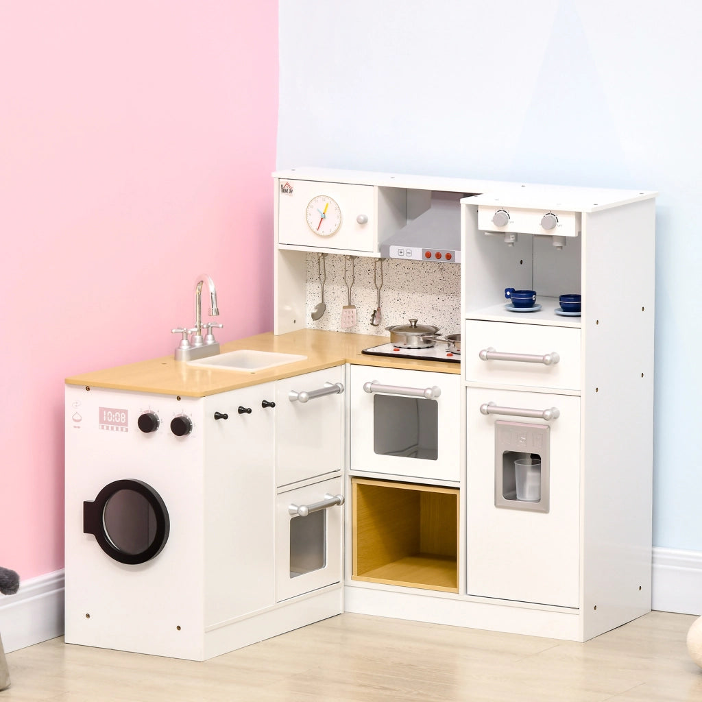 Cucina Giocattolo 2 Pezzi per Bambini 3-6 Anni con Utensili da Cucina, Luci ed Effetti Sonori, in MDF e PP