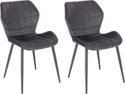 2x Sedie Ergonomica da Pranzo, Sedia Nordica, Sedia da cucina in velluto, Seduta Imbottita, per Camera da Letto, Salotto, Grigio Scuro, Gambe in Metallo, BH356dgr-2