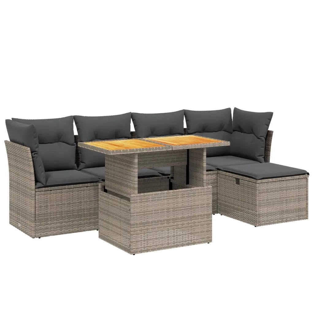 Set Divano da Giardino 6 pz con Cuscini Grigio in Polyrattan 3275468