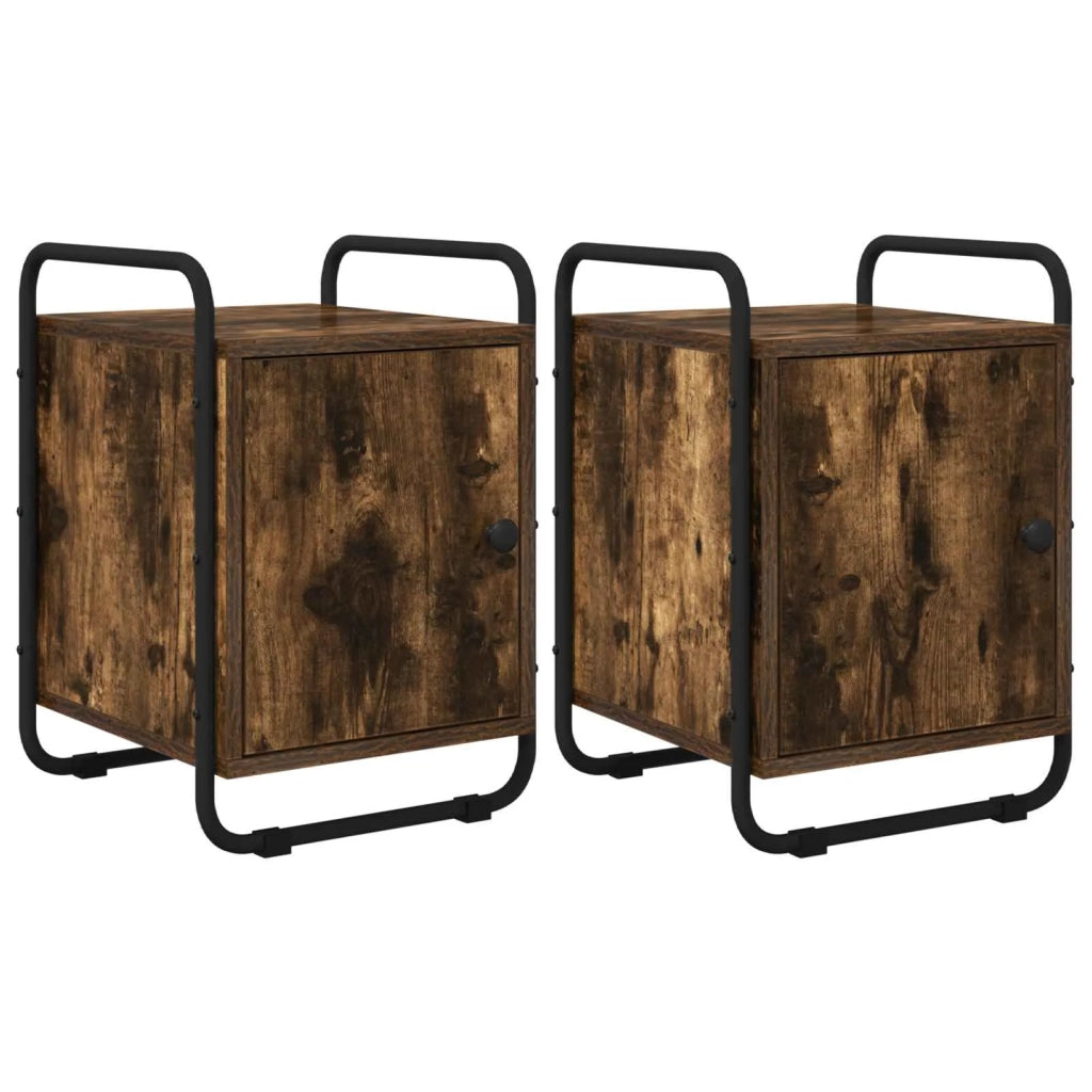 Armadio da Notte 2 pz Rovere Fumo Legno ingegnerizzato 8007604