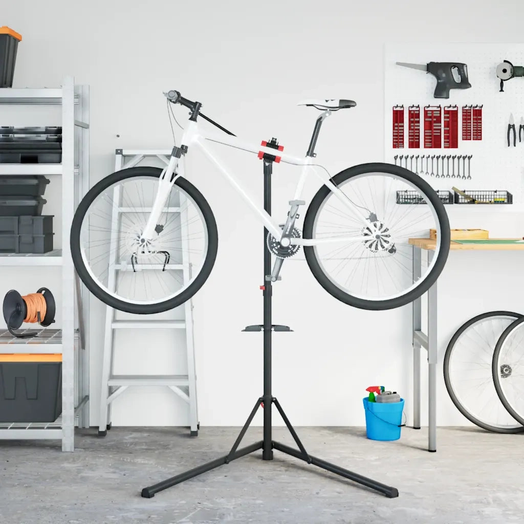 Supporto Riparazione Bici Regolabile 92-152 cm Rosso in Acciaio