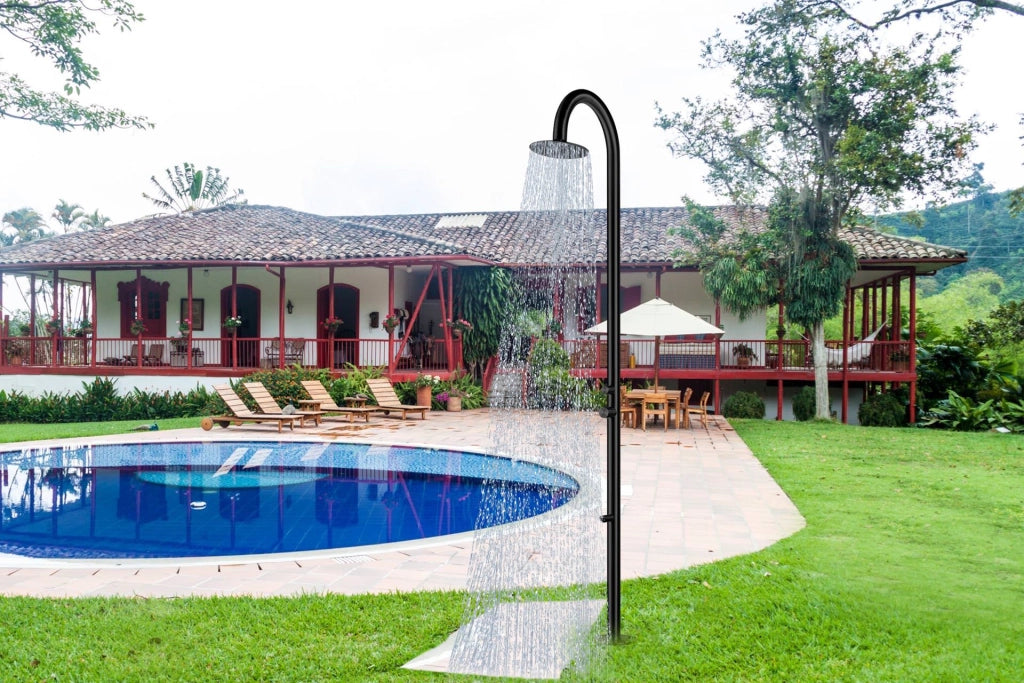 Doccia da Giardino 243,9x25x54,5 cm con Soffione Miscelatore e Lavapiedi Sined Palau Nero satinato