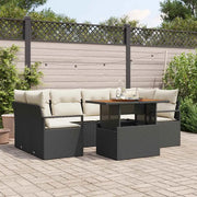 Set Divano da Giardino con archiviazione 7 pcs Nero Poly Rattan
