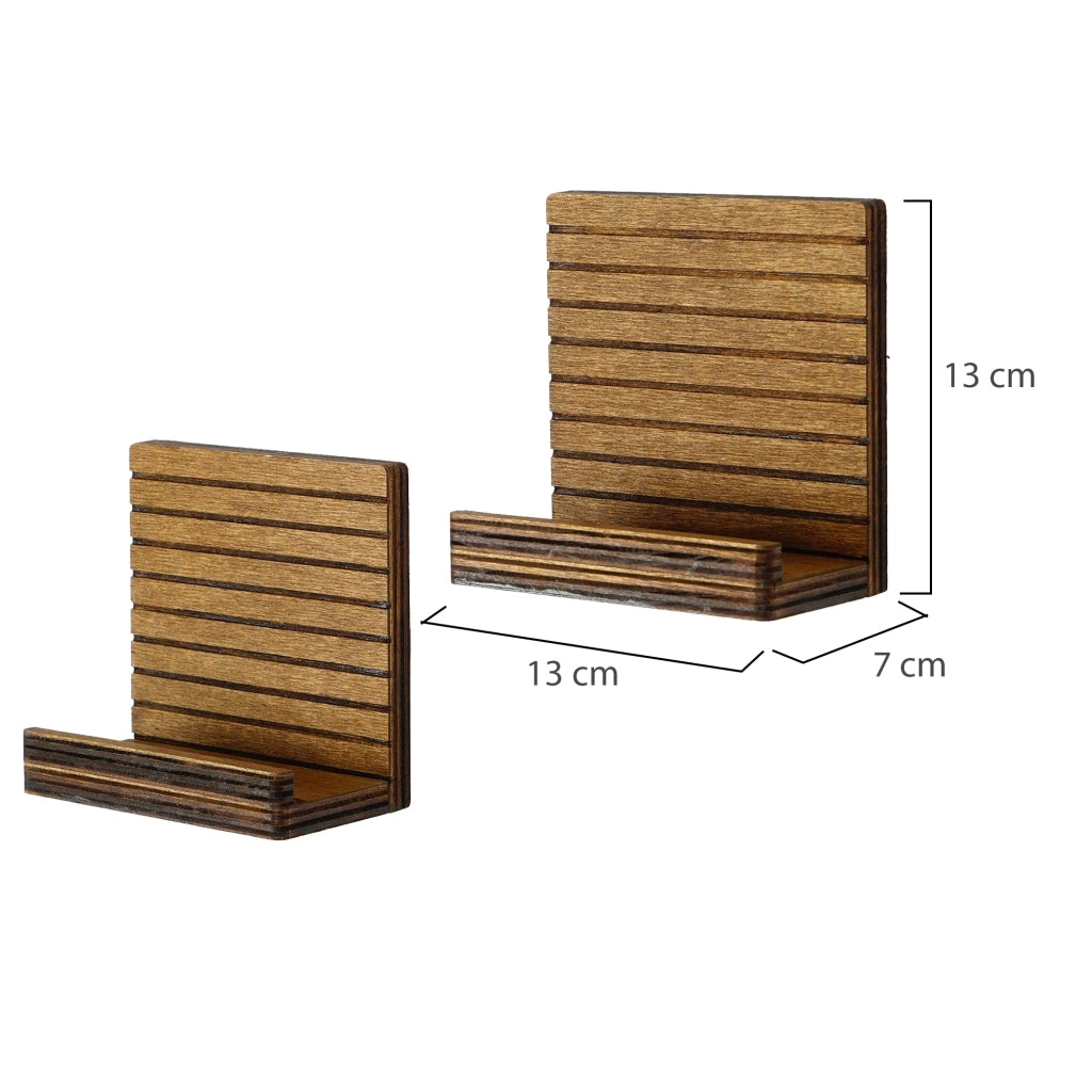 Soglio, Mensola 2 Ripiani, 13x7x13h cm Marrone Naturale