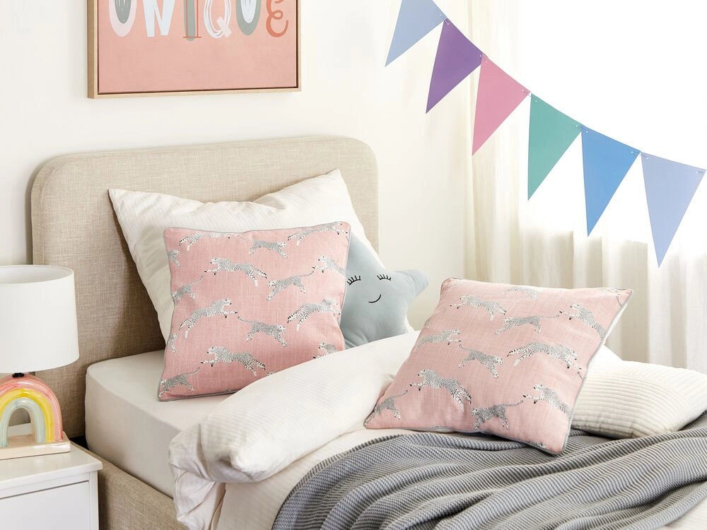 Set di 2 cuscini sparsi in cotone rosa 45 x 45 cm Motivo ghepardo stampato