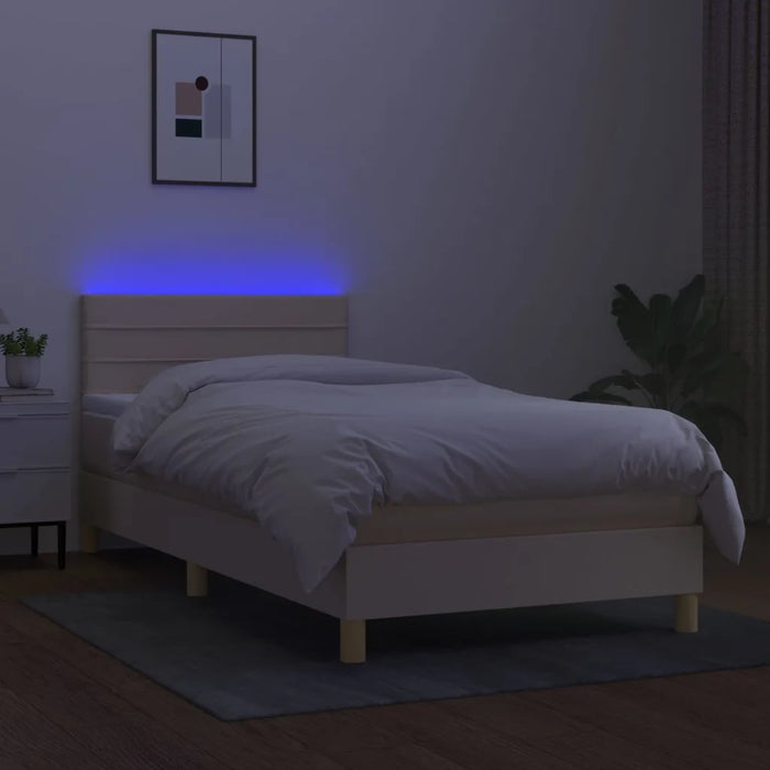 Letto a Molle con Materasso e LED Crema 90x200 cm in Tessuto 3133770