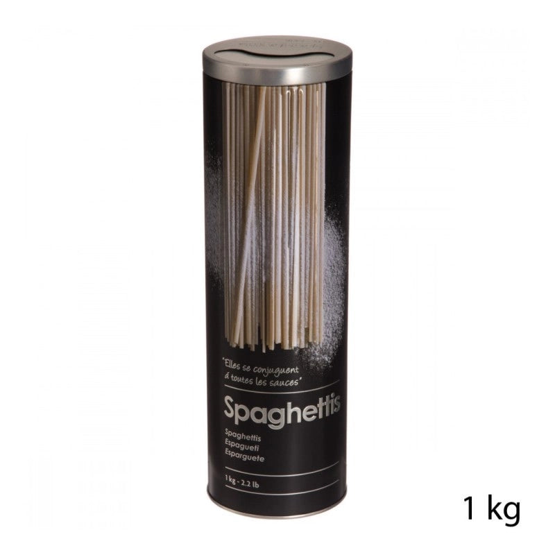 Contenitore per spaghetti in ferro con rilievo Nero 1kg diametro 8,5x h27 cm