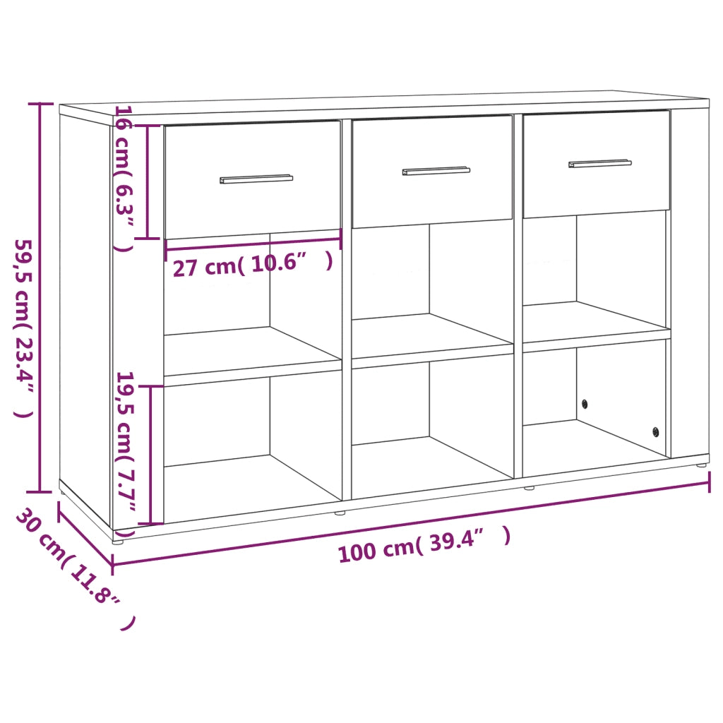 Credenza | Madia | Buffet da pranzo | Armadio da pranzo Grigio Sonoma 100x30x59,5 cm in Legno Multistrato