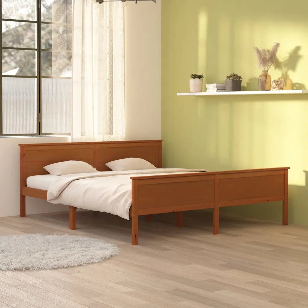 Giroletto-Struttura Letto Marrone Ambra in Legno Massello di Pino 180x200 cm
