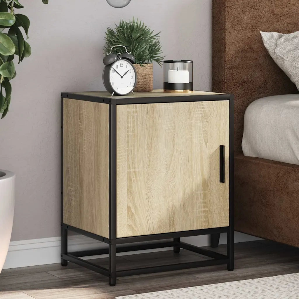 Comodini 2pz Rovere Sonoma 40x31x50cm Legno Multistrato Metallo 848712
