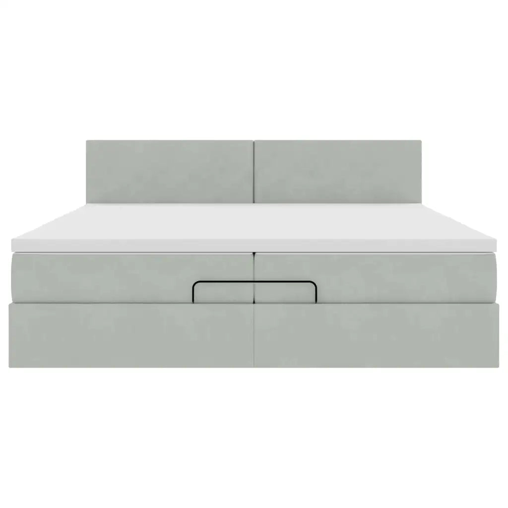 Struttura Letto Pouf con Materasso 200x200 cm in Velluto