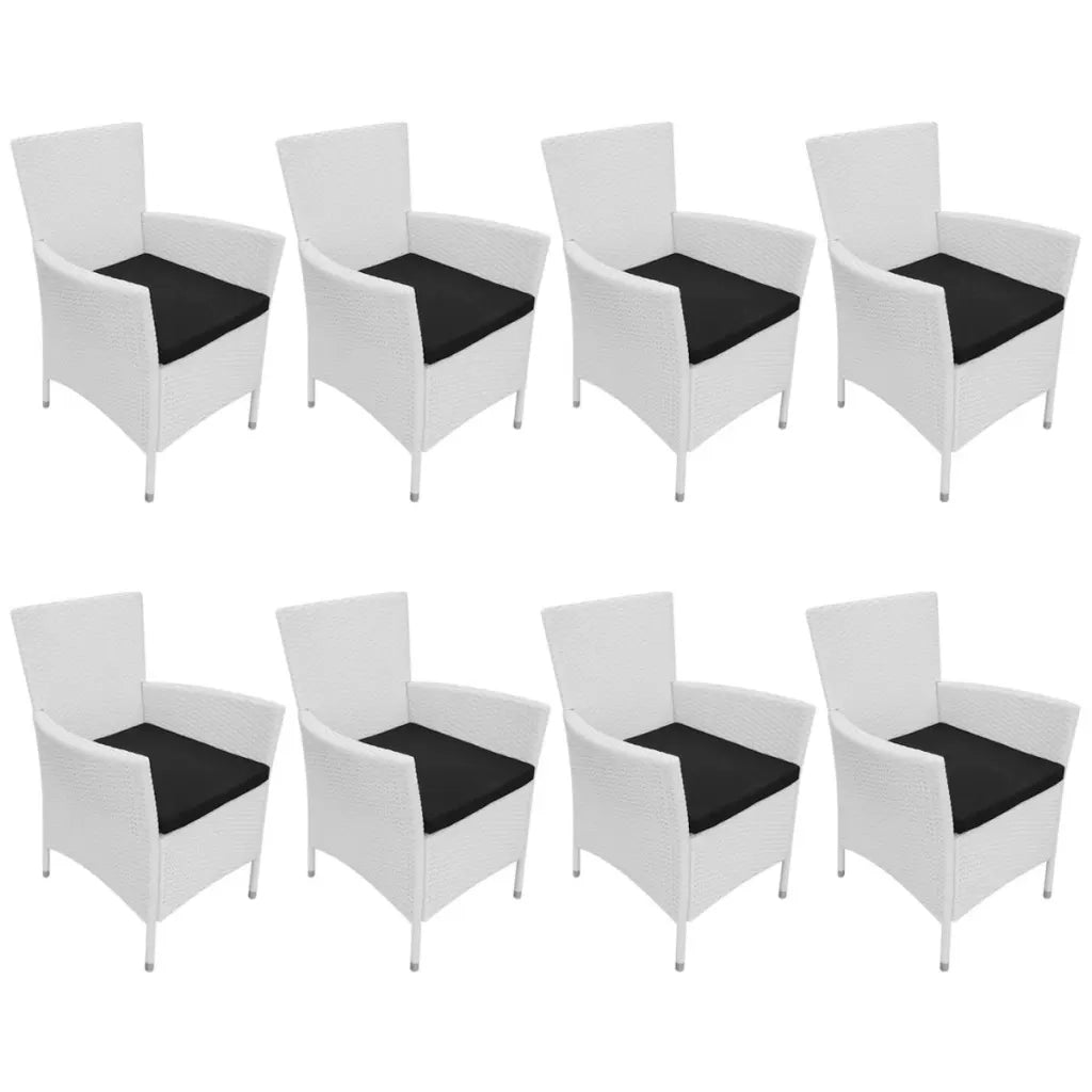 Set da Pranzo da Giardino 9 pz in Polyrattan Bianco Crema cod mxl 55733